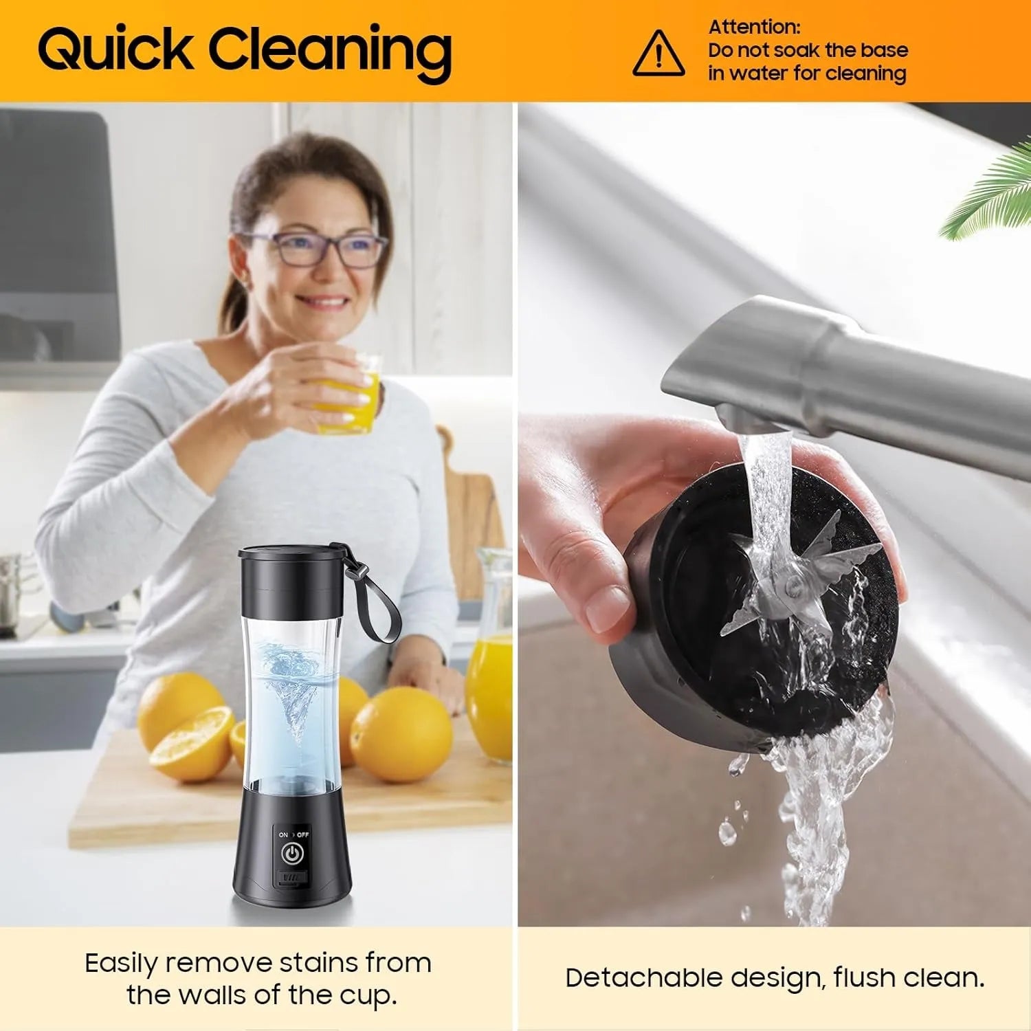 Juicer Blender 6 Blades USB Portable 380ml Mini Fruit Bottle Juicer Small Blender