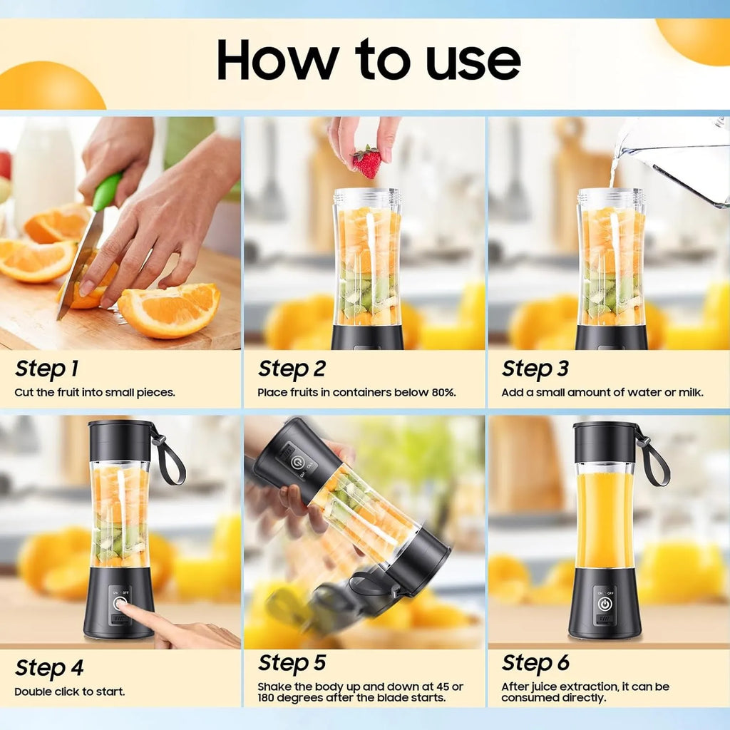 Juicer Blender 6 Blades USB Portable 380ml Mini Fruit Bottle Juicer Small Blender