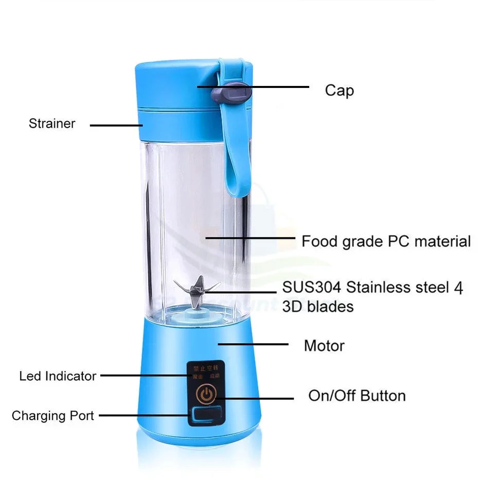 Juicer Blender 6 Blades USB Portable 380ml Mini Fruit Bottle Juicer Small Blender